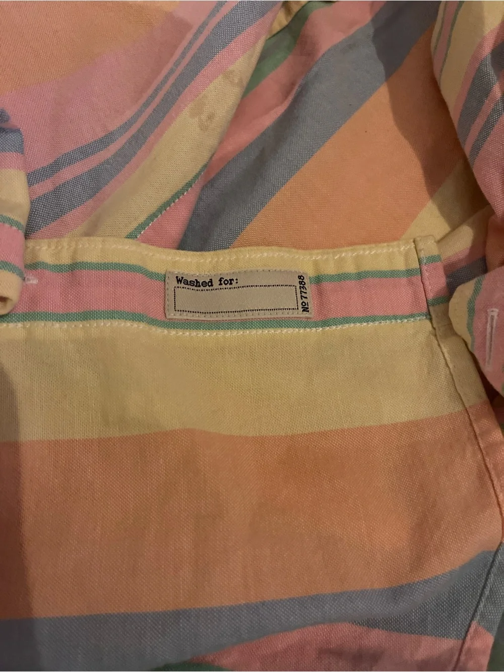 Crew Broken In Oxford Mens Large Pastel Striped Button Up Short Sleeve Shirt